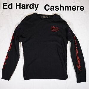 Ed Hardy Cashmere Sweater “Love Kills Slowly” Graphic Bulldog Holes see Photos